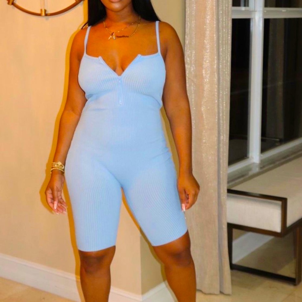 “& She Lived” Light Blue Romper
